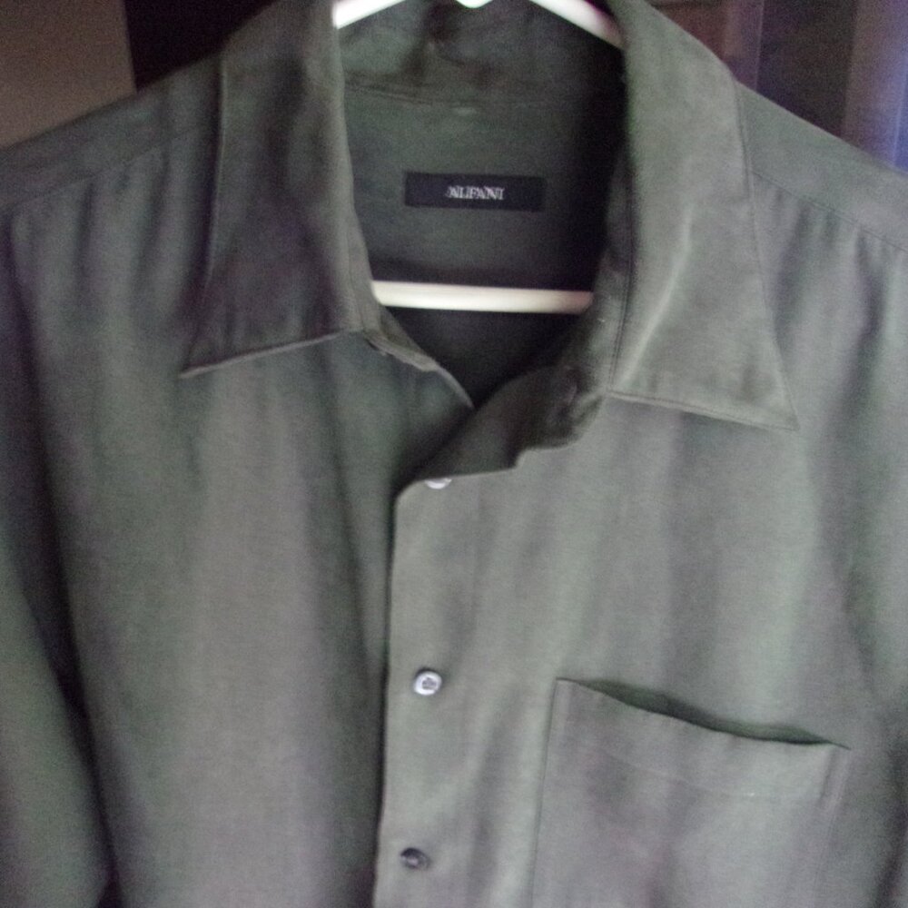 ALFANI MEN'S DRESS SHIRT GREEN, MEDIUM